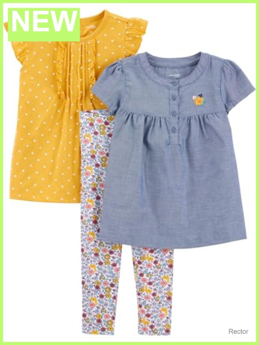 Baby Girls 3-Piece Playwear Set Tagless Short Sleeve Pull On